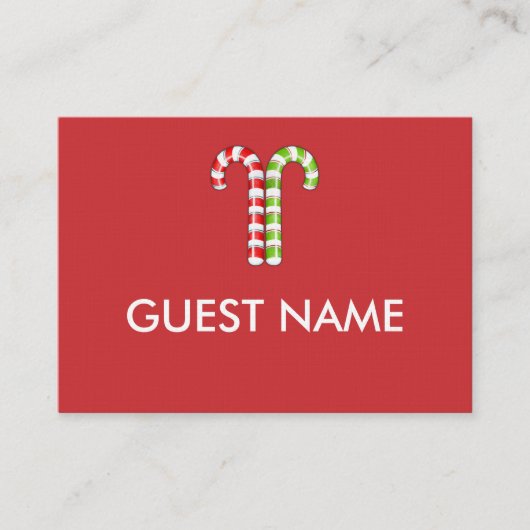 Candy Canes red green Dinner Place Card Plaatskaartje (Voorkant)