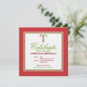Candy Canes red green Kerstmis Birthday Invite Kaart (Staand voorkant)