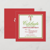 Candy Canes red green Kerstmis Birthday Invite Kaart (Voorkant / Achterkant)