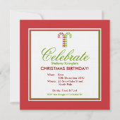 Candy Canes red green Kerstmis Birthday Invite Kaart (Voorkant)