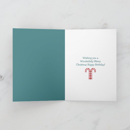 Candy Canes rode Kerst Verjaardag Kaart (Binnen)