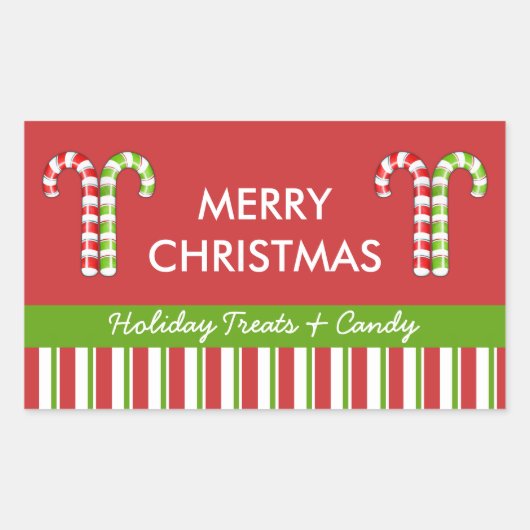 Candy Canes rood groen Snoep Gift Jar Label (Voorkant)