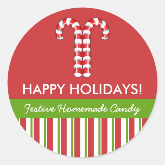 Candy Canes rood groen Voedselpot Label (Voorkant)