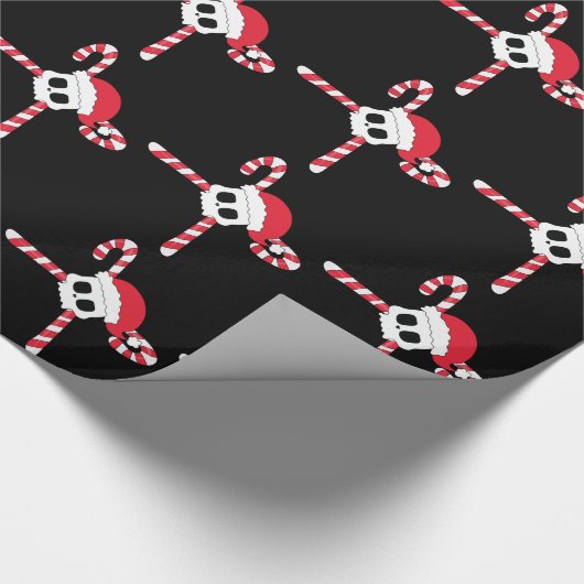 Candy Canes Skull Santa Hat Kerstmis Cadeaupapier (Hoek)