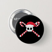 Candy Canes Skull Santa Hat Kerstmis Ronde Button 5,7 Cm (Voorkant /achterkant)