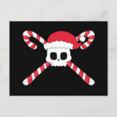 Candy Canes Skull Santa Hoed Kerstmis Feestdagenkaart (Voorkant)