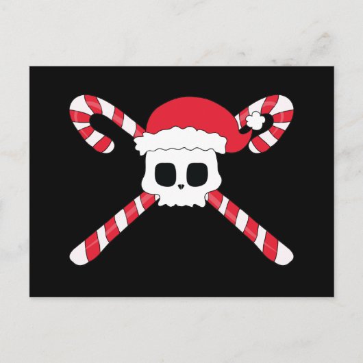 Candy Canes Skull Santa Hoed Kerstmis Feestdagenkaart (Voorkant)