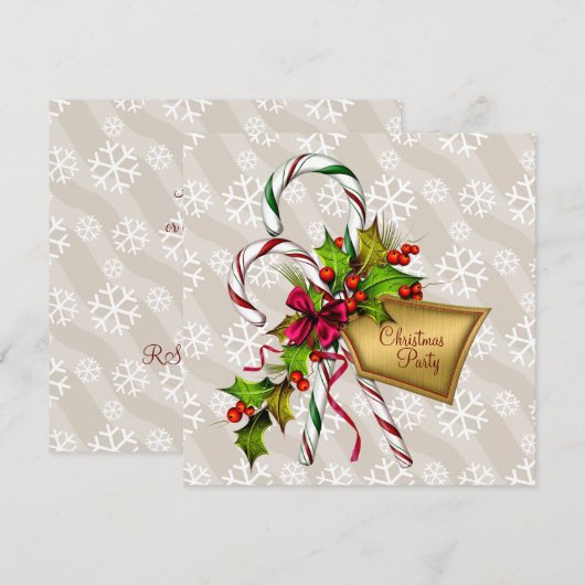 Candy Canes Snowflakes Corporate Christmas Party Kaart (Voorkant / Achterkant)