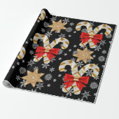 Candy Canes Snowflakes Gingerbrood Cookies Cadeaupapier (Uitgerold)