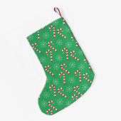Candy Canes Snowflakes Green Kerstmis Stocking Kleine Kerstsok (Achterkant (Hangend))