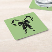 Candy Canes with Pine Needles & Bow Kartonnen Onderzetters (Schuin)