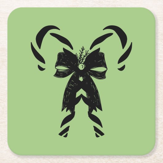 Candy Canes with Pine Needles & Bow Kartonnen Onderzetters (Voorkant)