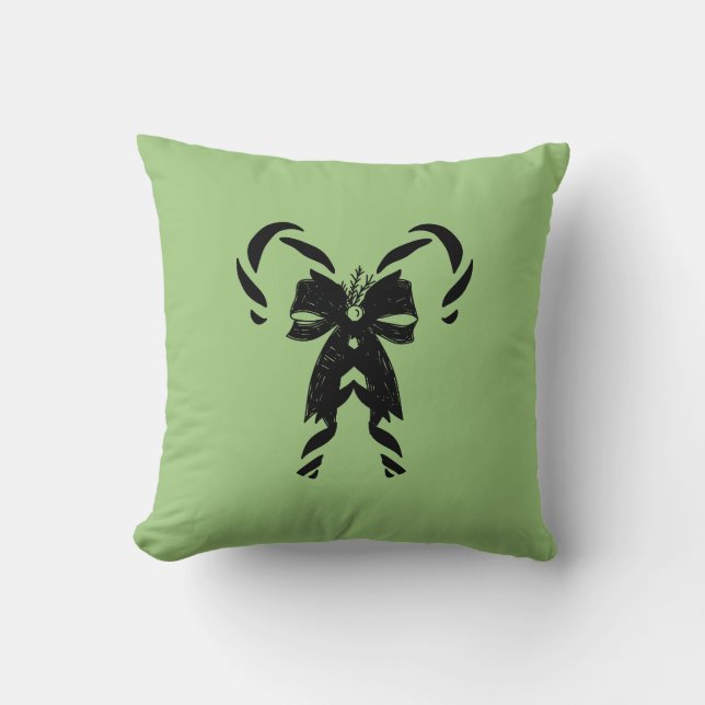 Candy Canes with Pine Needles & Bow Kussen (Voorkant)