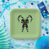 Candy Canes with Pine Needles & Bow Papieren Bordje (Feest)