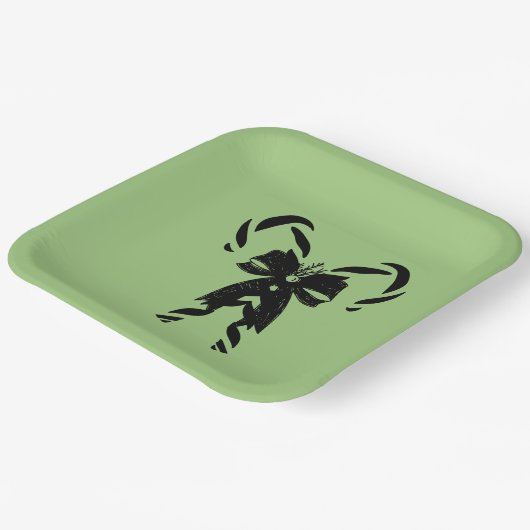 Candy Canes with Pine Needles & Bow Papieren Bordje (Gebogen)