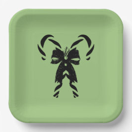 Candy Canes with Pine Needles & Bow Papieren Bordje