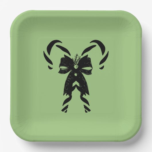 Candy Canes with Pine Needles & Bow Papieren Bordje (Voorkant)