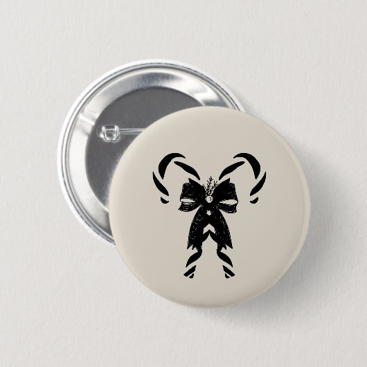 Candy Canes with Pine Needles & Bow Ronde Button 5,7 Cm (Voorkant /achterkant)