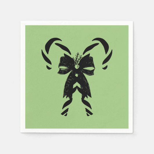 Candy Canes with Pine Needles & Bow Servet (Voorkant)