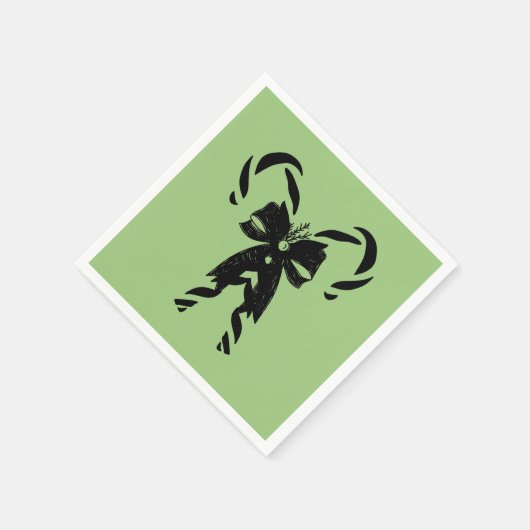 Candy Canes with Pine Needles & Bow Servet (Hoek)