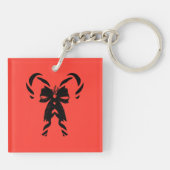Candy Canes with Pine Needles & Bow Sleutelhanger (Achterkant)