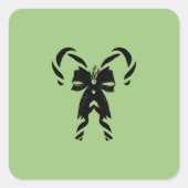 Candy Canes with Pine Needles & Bow Vierkante Sticker (Voorkant)