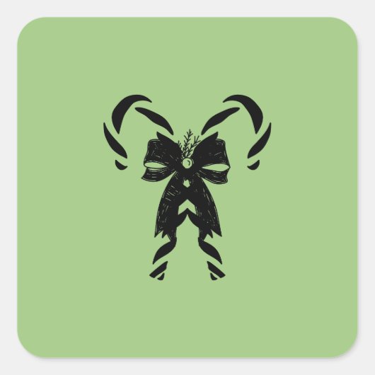 Candy Canes with Pine Needles & Bow Vierkante Sticker (Voorkant)