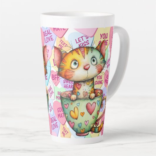 Candy Cat Valentine Latte Mok (Rechterhoek)