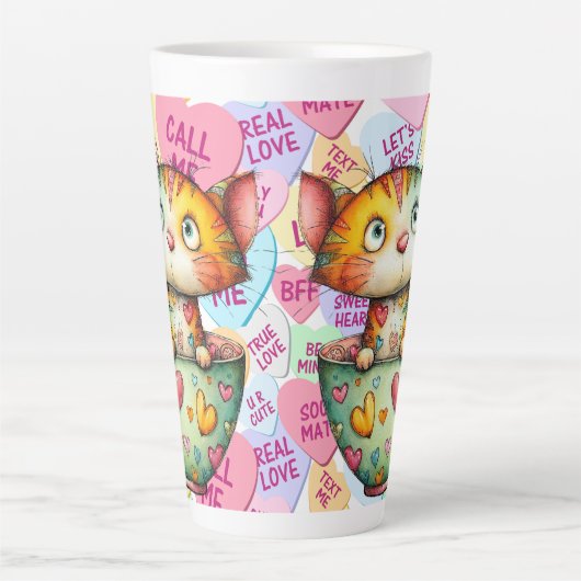 Candy Cat Valentine Latte Mok (Voorkant)