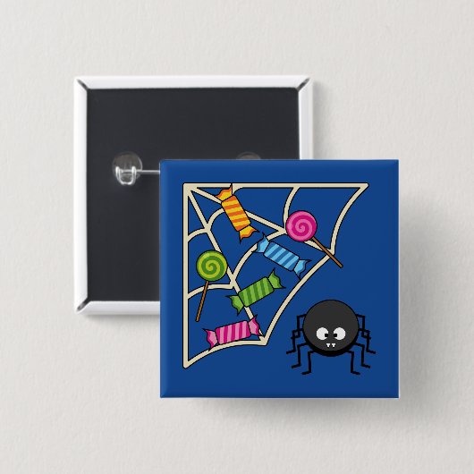 Candy Catcher Spider Vierkante Button 5,1 Cm (Voorkant /achterkant)