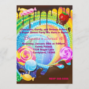 Candy Chocolate Tiener Droom Land Sweet Uitnodigin Kaart