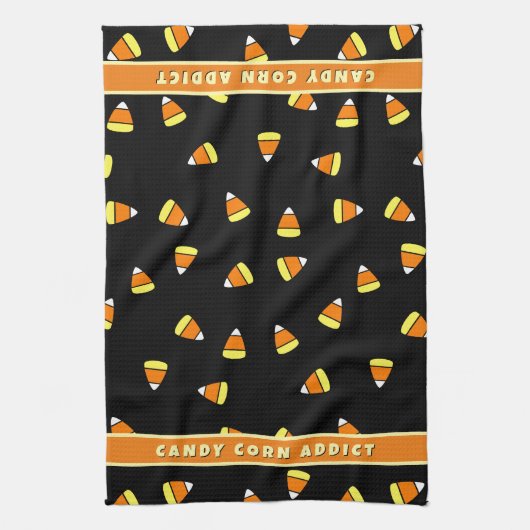 Candy Corn Addict Black Halloween Keuken Handdoek (Verticaal)