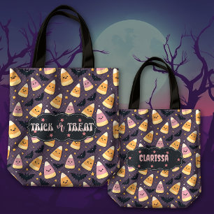 Candy Corn and Bats Trick or treat Tote Bag