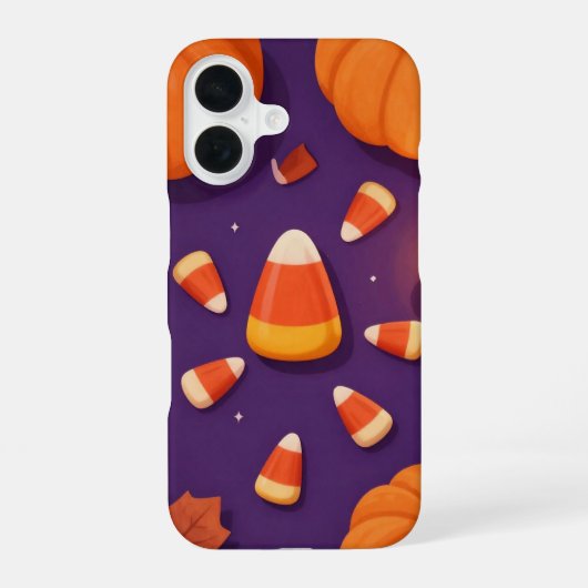 Candy Corn and Pumpkins Halloween Case iPhone 16 Hoesje (Achterkant)
