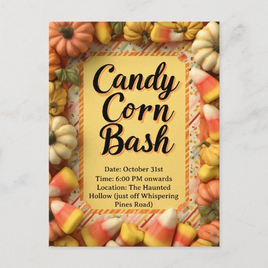Candy Corn Bash Halloween Party Uitnodiging Briefkaart (Voorkant)