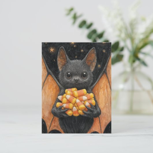 Candy Corn Bat Briefkaart (Staand voorkant)