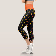 Candy Corn Black bedrukt Legging Capris