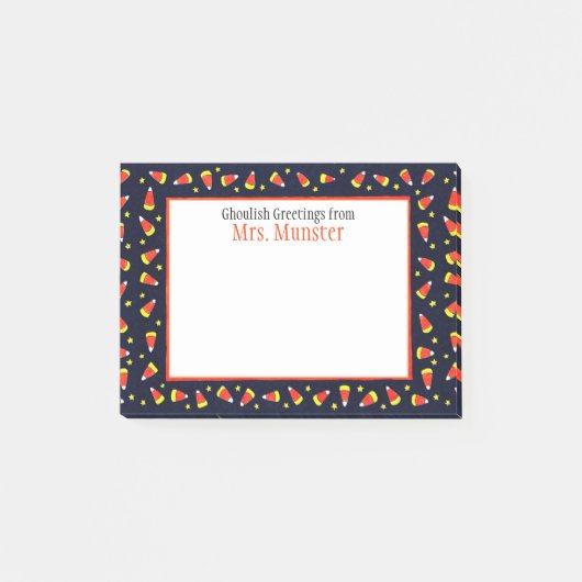 Candy Corn Border Gepersonaliseerde Halloween Post-it® Notes (Voorkant)