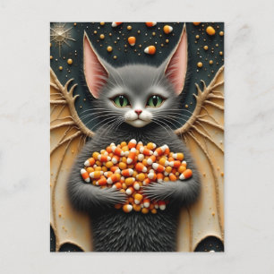 Candy Corn Cat Bat Briefkaart