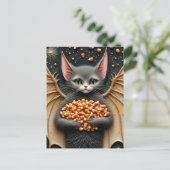 Candy Corn Cat Bat Briefkaart (Staand voorkant)
