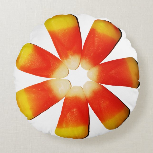 Candy Corn Circle Rond Kussen (Voorkant)