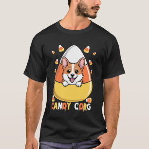 Candy Corn Corgi Hond Liefhebber Spooky Halloween  T-shirt