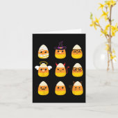 Candy Corn Costume Characters - Cute Halloween Kin Kaart (Gele Bloem)