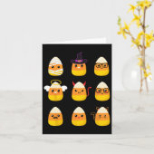 Candy Corn Costume Characters - Cute Halloween Kin Kaart (Gele Bloem)