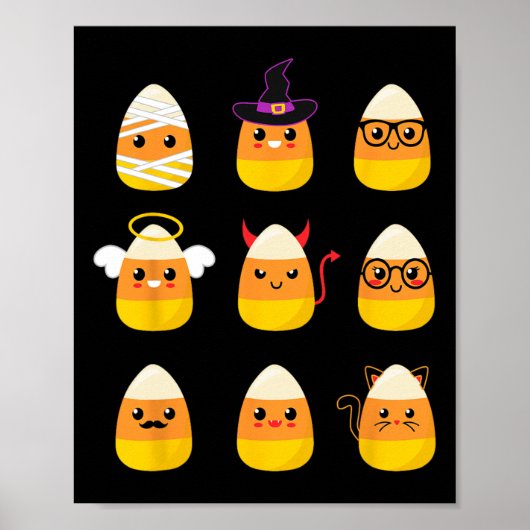 Candy Corn Costume Characters - Cute Halloween Kin Poster (Voorkant)