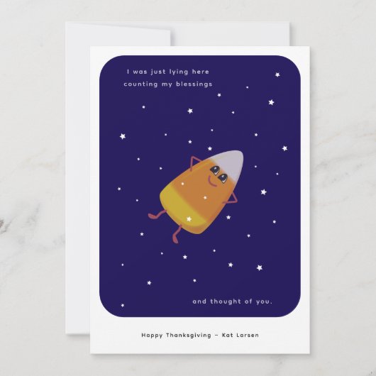 Candy Corn "Counting My Blessings" Thanksgiving Feestdagenkaart (Voorkant)
