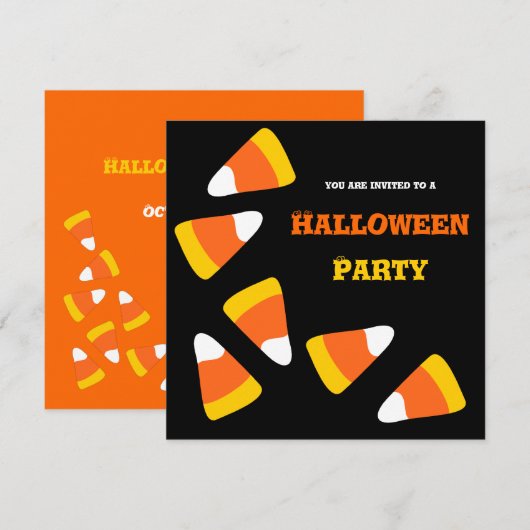 Candy Corn Craze Halloween Party Invitation Kaart (Voorkant / Achterkant)
