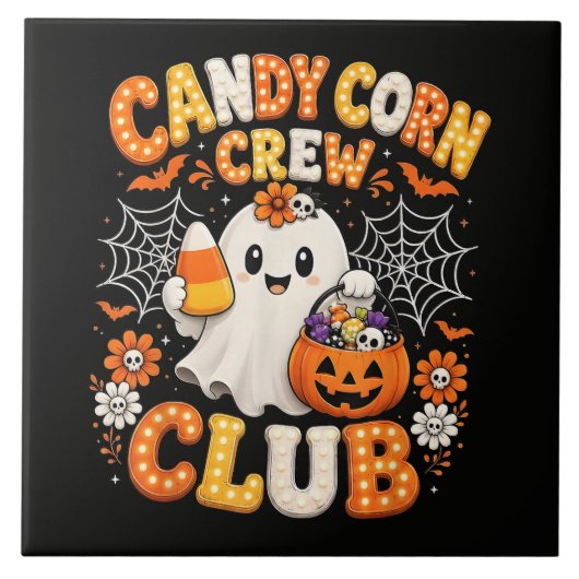 Candy Corn Crew Spook Halloween Tegeltje (Voorkant)