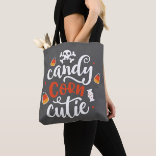 Candy Corn Cutie Modern Fun Grey Halloween Tote Bag