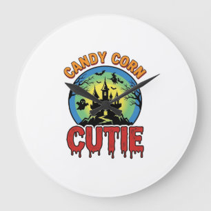 Candy Corn Cutie Vintage Halloween Kasteel Design_ Grote Klok